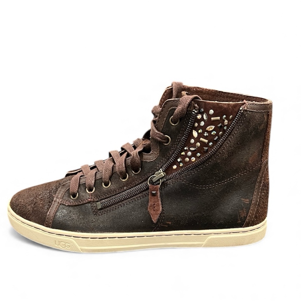 UGG Blaney Crystals Dark Brown High-Top Sneaker Shoe Size 8